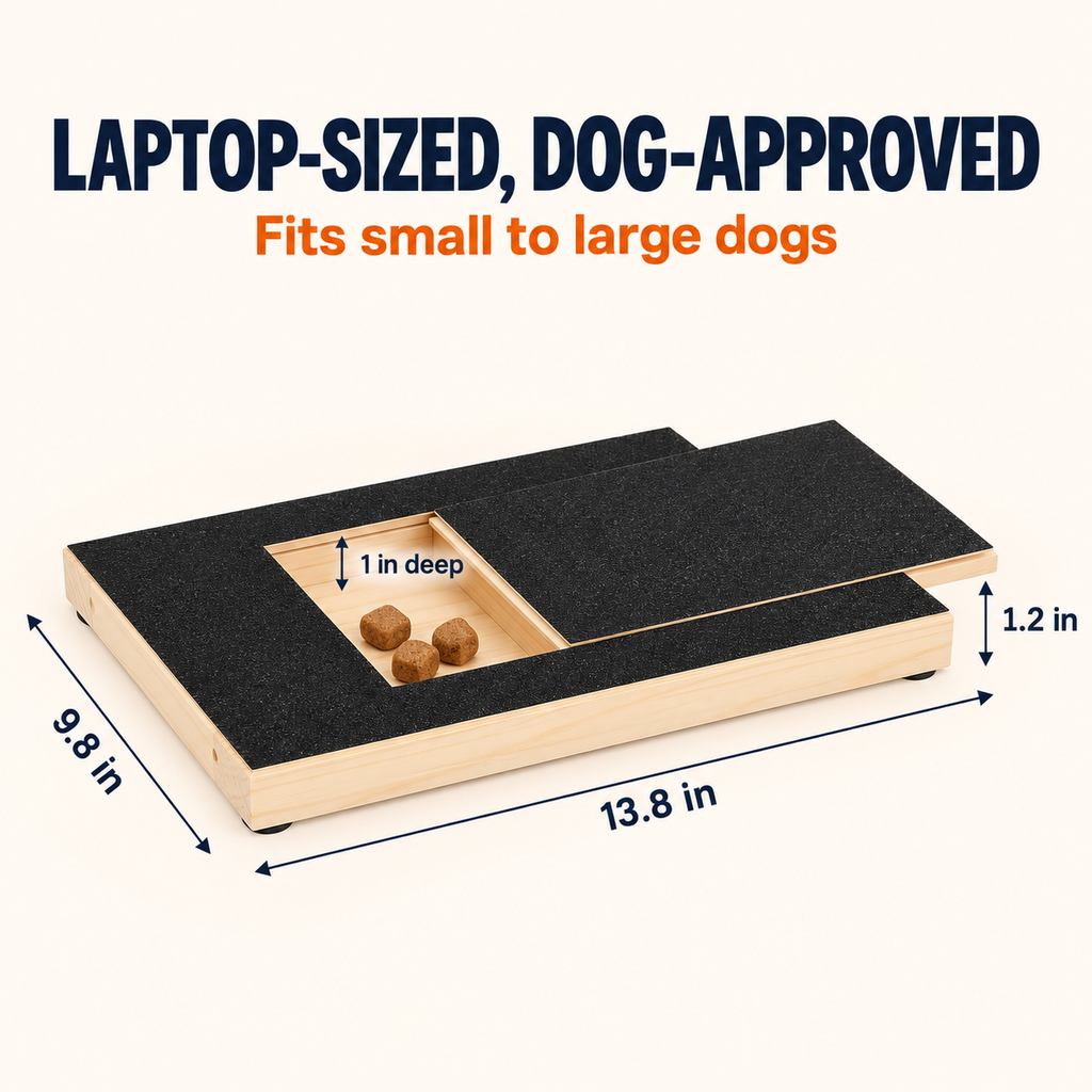 TreatFile board dimensions: 13.8 x 9.8 x 1.2 in with a 1-inch-deep treat drawer